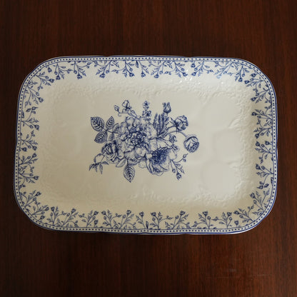 Delft Rose Ceramic Rectangular Serving Platter
