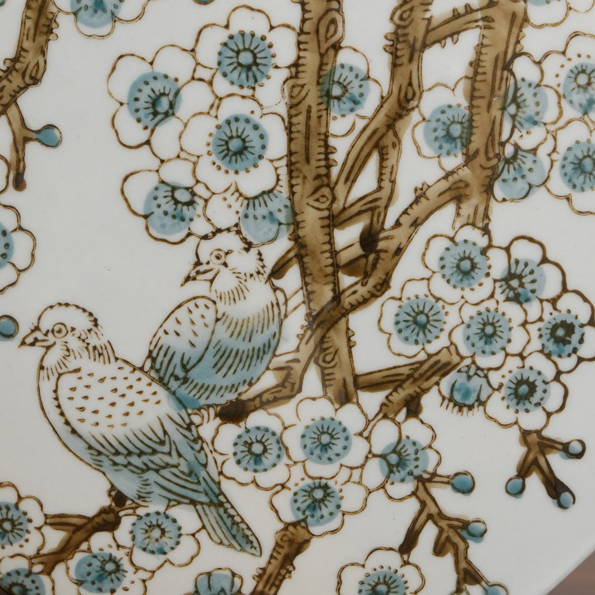Bluebird & Blossom Tree Ceramic Octagonal Flask Vase
