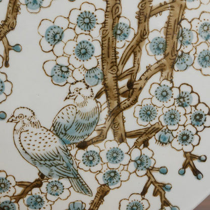 Bluebird & Blossom Tree Ceramic Octagonal Flask Vase