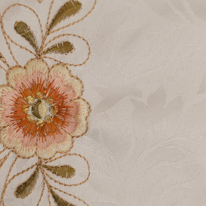 Peach Floral Embroidered Cutwork Round Table Mat (Set of 2)