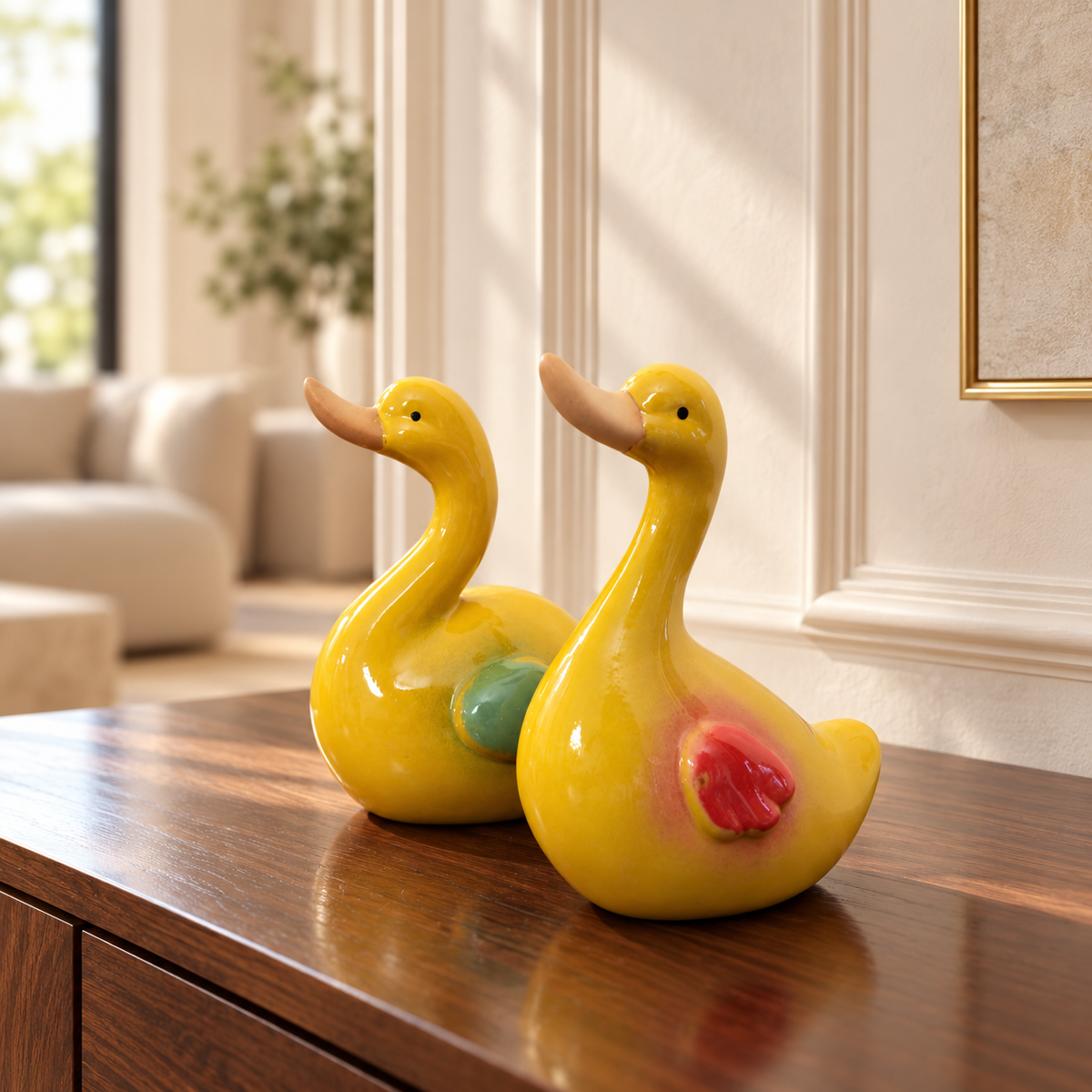 Yellow Duck Ceramic Figurine (Set of 2)