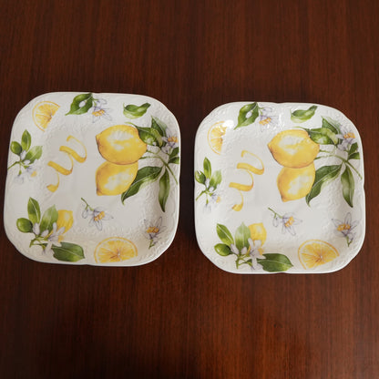 Lemon Blossom Ceramic Square Platter (Set of 2)