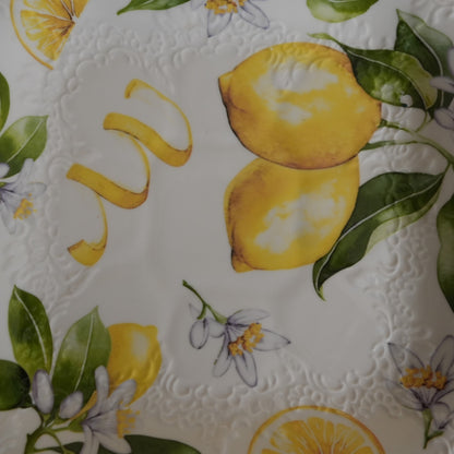 Lemon Blossom Ceramic Square Platter (Set of 2)