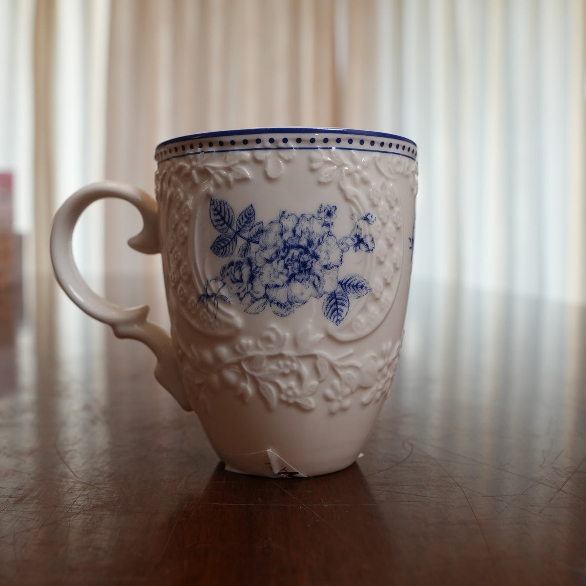 Delft Rose Embossed Ceramic Mug (Set of 2)