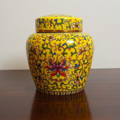 Imperial Yellow Enamel Lotus Ceramic Lidded Jar