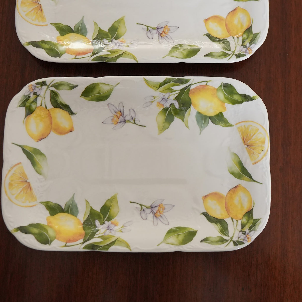 Lemon Blossom Ceramic Rectangular Platter (Set of 2)