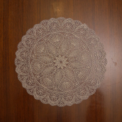 Taupe Star Medallion Crochet Lace Round Table Mat (Set of 2)