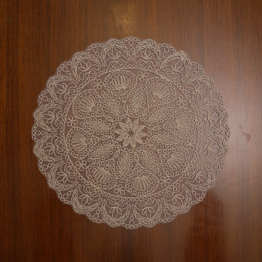 Taupe Star Medallion Crochet Lace Round Table Mat (Set of 2)