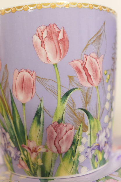 Lilac Tulip Ceramic Mug Set of 2 with Clear Gift Box