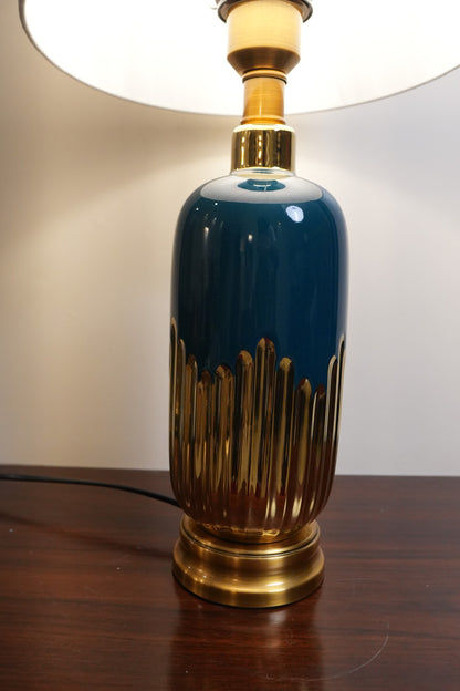 Teal & Gold Drip Ceramic Table Lamp
