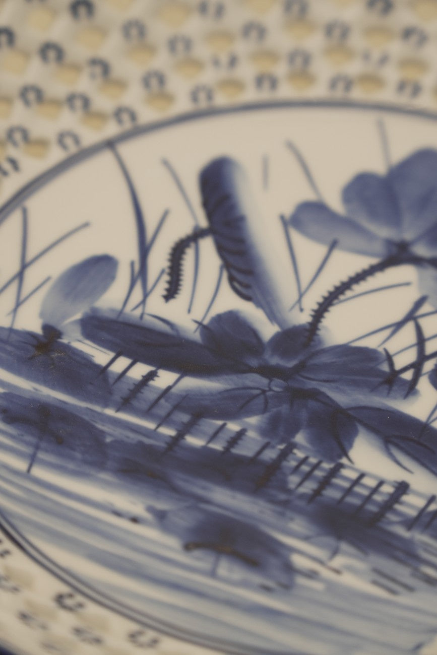 Blue Floral Ceramic Decorative Bowl