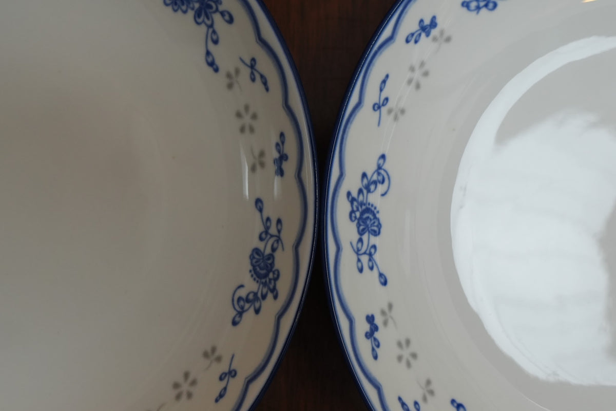 Blue Sprig Ceramic Round Platter Set of 2