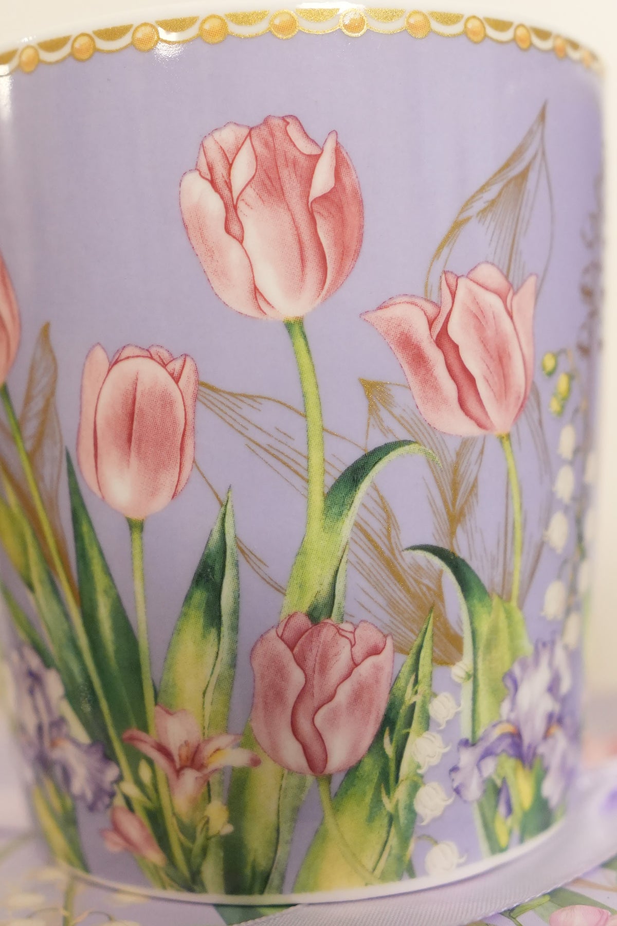 Lilac Tulip Ceramic Mug Set of 2 with Clear Gift Box