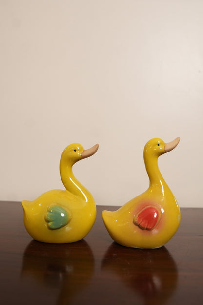 Yellow Duck Ceramic Figurine (Set of 2)