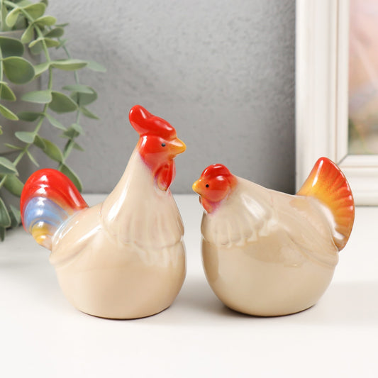 Ceramic Hen & Rooster Pair – Farmhouse Style Big