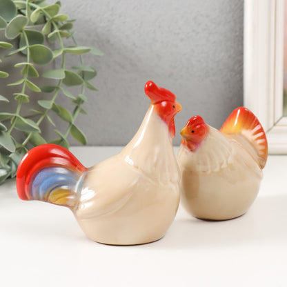 Ceramic Hen & Rooster Pair – Farmhouse Style Big