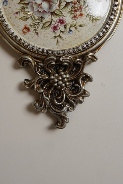 Antique Silver Stag Head Wall Plaque with Floral Medallion