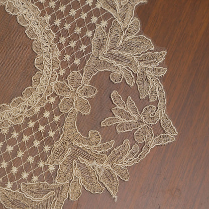 Beige Flower Medallion Net Lace Oval Table Mat (Set of 2)