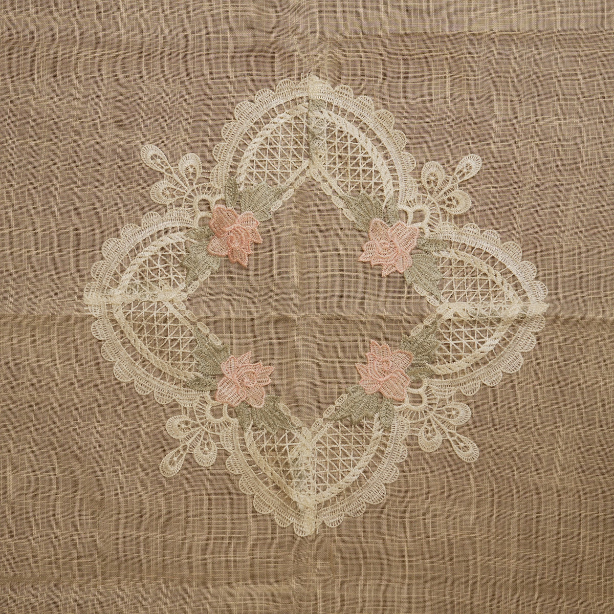 Pink rose lace centre medallion