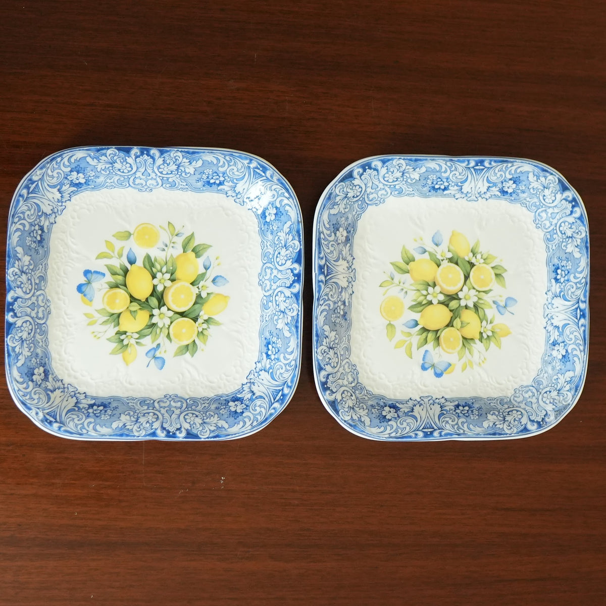 Sorrento Blue Lemon Ceramic Square Platter (Set of 2)