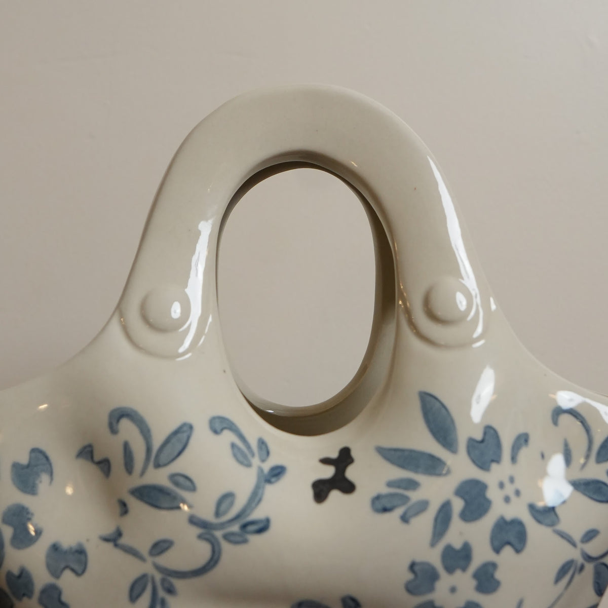 Blue Floral Ceramic Handbag Vase