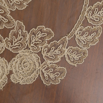 Beige Lace Rose Sheer Oval Table Mat (Set of 2)