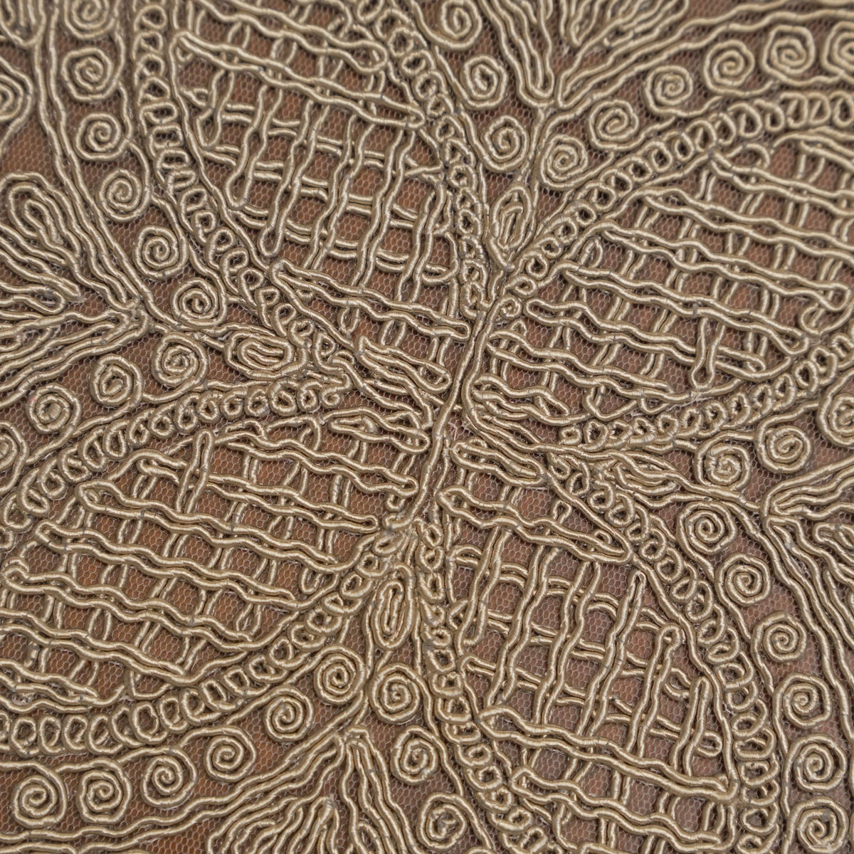 Beige Lattice Spiral Crochet Lace Round Table Mat (Set of 2)