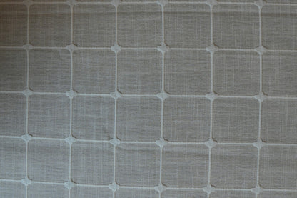Light Beige Windowpane Check Table Cloth with Tassel Fringe (6 Seater)