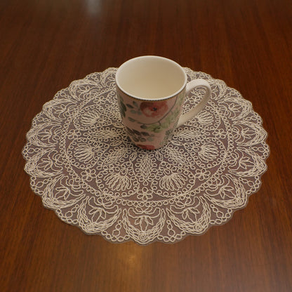 Ivory Flower Star Crochet Lace Round Table Mat (Set of 2)