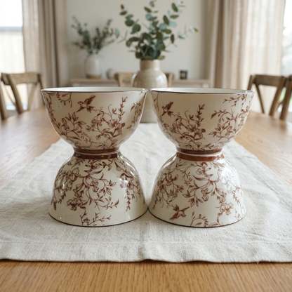 Cinnamon Songbird Ceramic Rice Bowl Set of 4