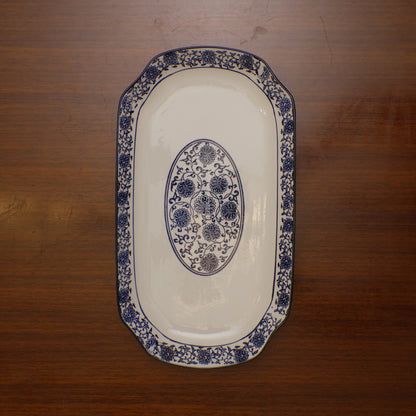 Blue Floral Ceramic Serveware - Rectangular Serving Platter (Large)