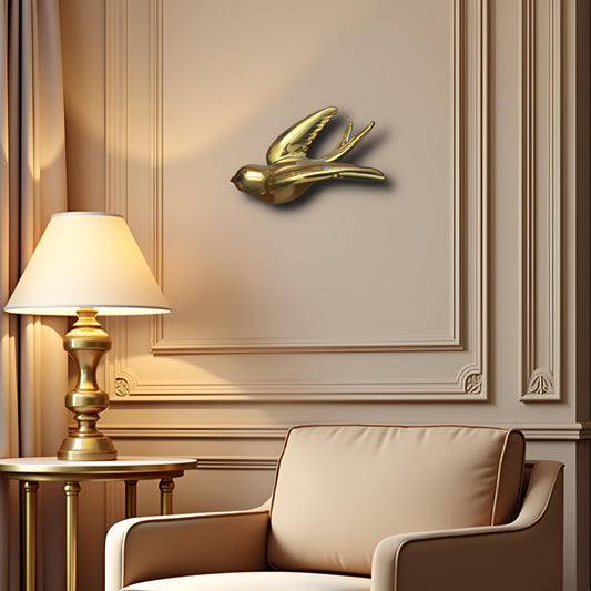 Elegant Golden Bird Wall Décor towards Left Direction - Single piece