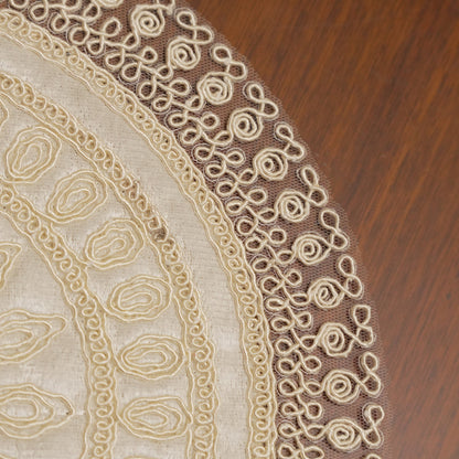 Cream Petal Ring Lace Round Table Mat (Set of 2)