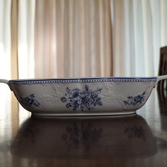 Delft Rose Ceramic Rectangular Serving Dish with Handles