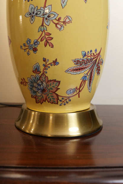 Yellow Paisley Floral Ceramic Table Lamp