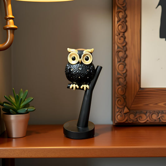 Black and Gold Owl Figurine - Small