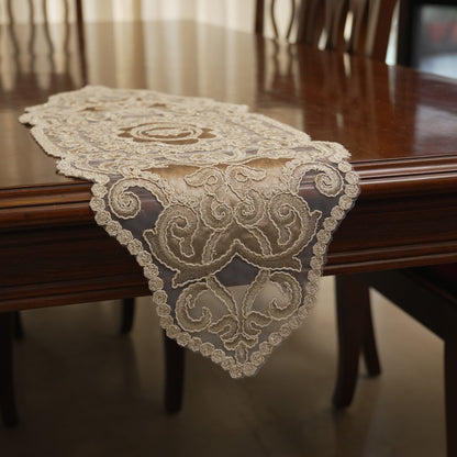 Gold Satin Scroll Lace Table Runner (Small)