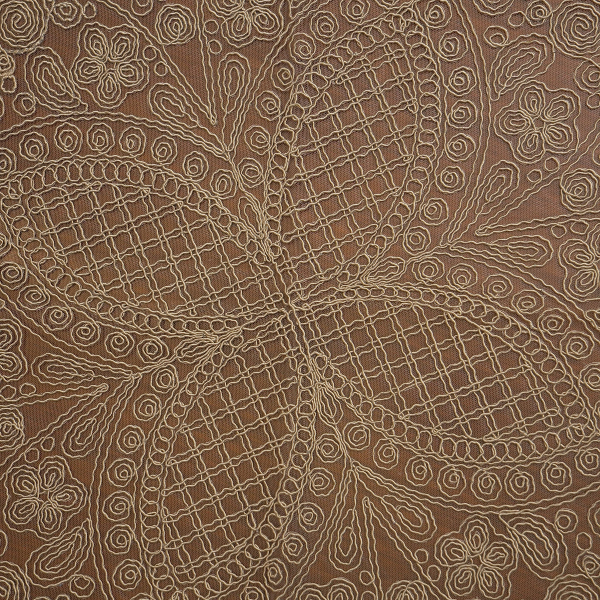 Beige Pinwheel Lattice Lace XL Round Table Mat (Single)