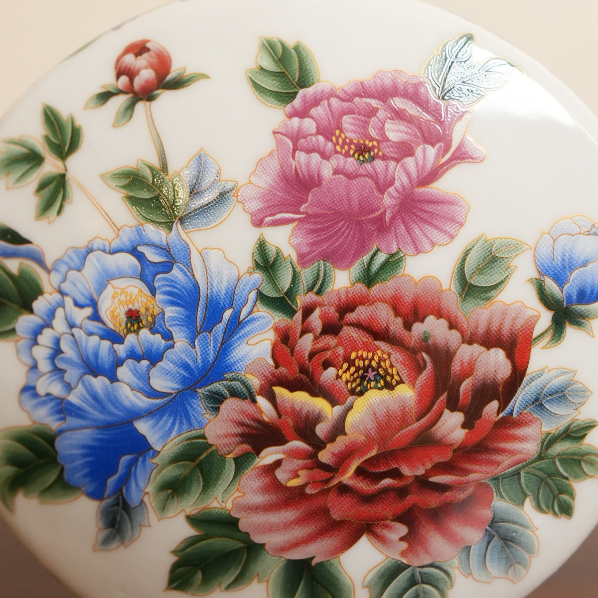 Peony Bouquet Ceramic Moon Flask Vase