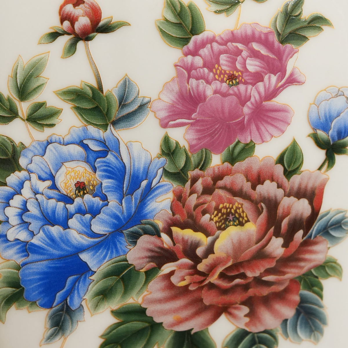 Peony Bouquet Ceramic Rectangular Flask Vase