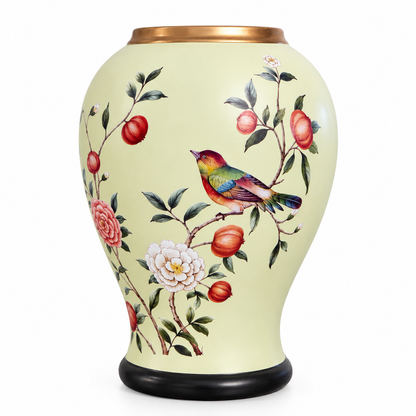 Cream Pomegranate & Bird Baluster Ceramic Vase