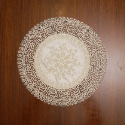 Ivory Embroidered Centre Lace Round Table Mat (Set of 2)