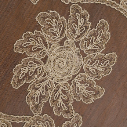 Beige Lace Rose Sheer Oval Table Mat (Set of 2)