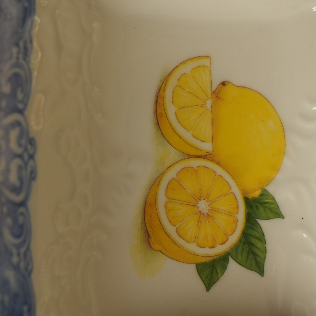Sorrento Blue Lemon Ceramic 3-Compartment Serving Platter