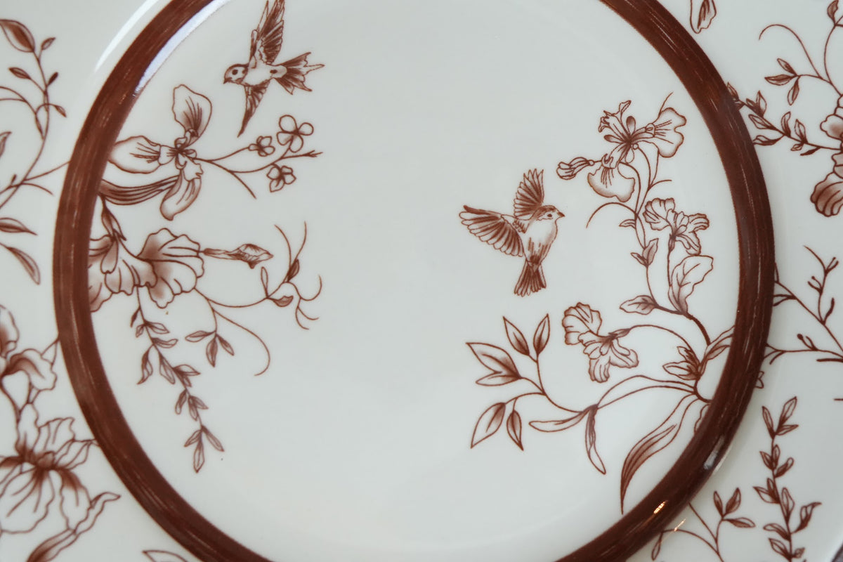Cinnamon Songbird Ceramic Snack Plate Set of 2