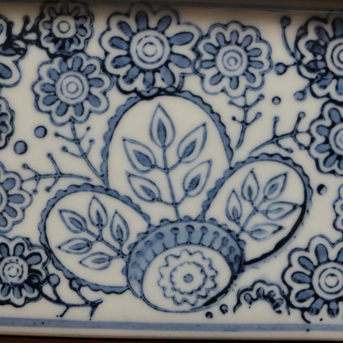 Blue Floral Medallion Ceramic Tissue Box
