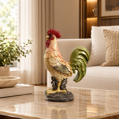 Golden Feather Standing Rooster Figurine