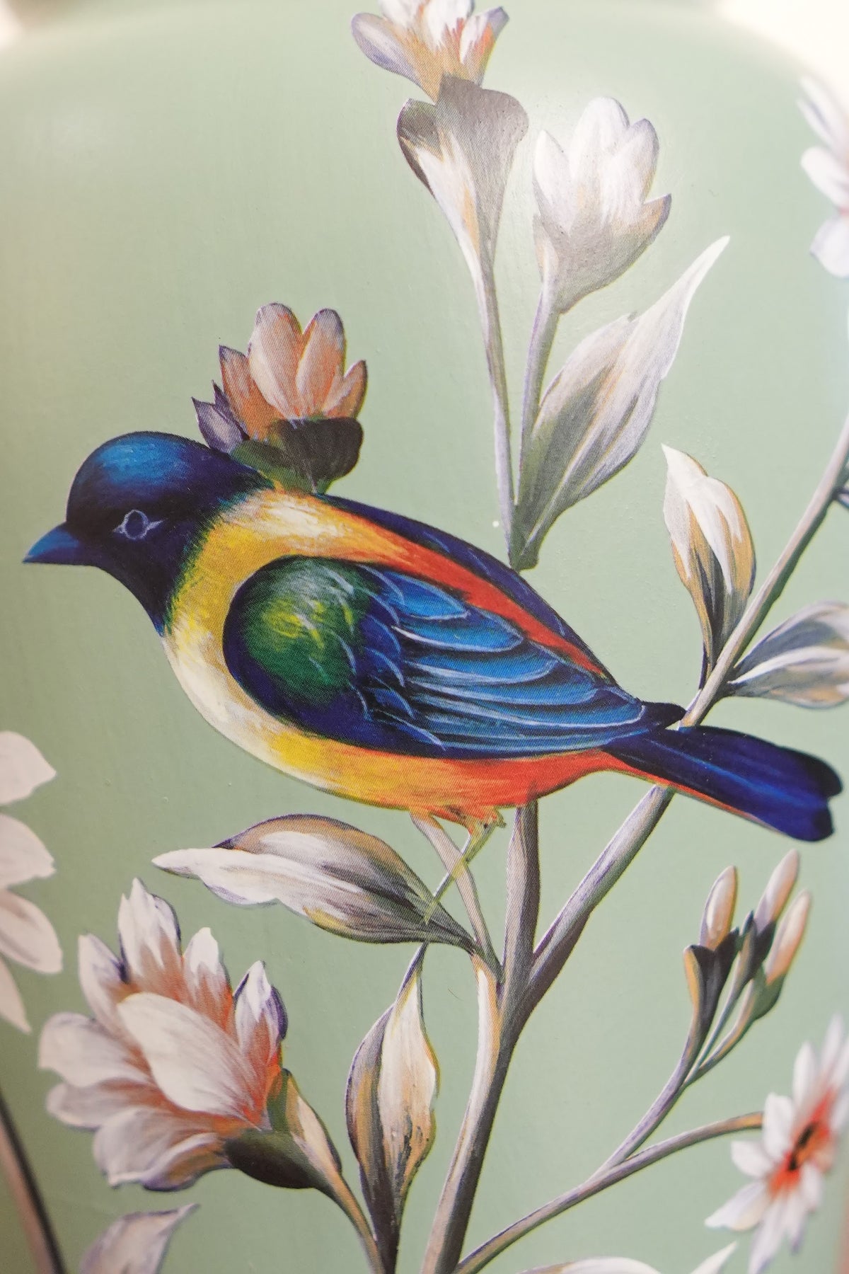 Sage Green Bird & Blossom Classic Ceramic Vase