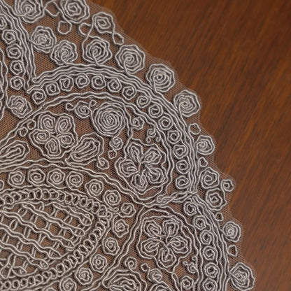 Silver Grey Scroll Crochet Lace Round Table Mat (Set of 2)