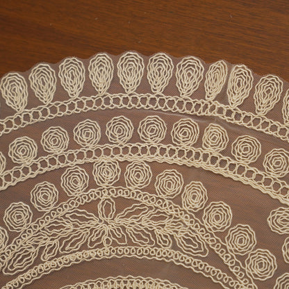 Beige Lattice Rose Ring Lace XL Round Table Mat (Single)